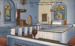Interior, Old Swedes' Church, Wilmington, DE Postcard