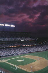 Coors Field, Colorado Rockies Baseball Stadium at Dusk Postcard