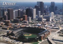 Denver Skyline and Coors Field Postcard