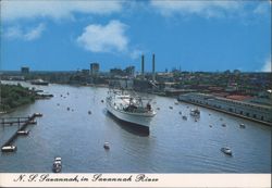 Nuclear Ship NS Savannah in Savannah River Postcard