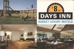 Days Inn Budget Luxury Motels - Playground, Room, Dining Postcard