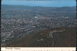 Aerial View of Roanoke, Virginia with Mill Mountain Postcard
