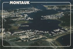Aerial View of Montauk Harbor, Long Island, NY Postcard