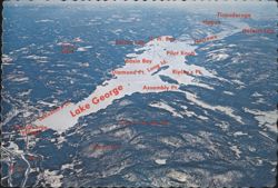 Lake George Aerial View, Adirondacks of N. Y. State Postcard