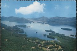 Aerial View of Central Lake George Postcard