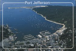 Aerial View of Port Jefferson Harbor, Long Island Postcard