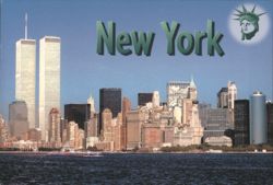 New York Skyline with World Trade Center Towers Postcard