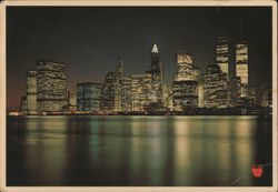 Downtown Manhattan Skyline at Night, World Trade Center Postcard