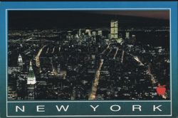 New York City Skyline at Night Postcard
