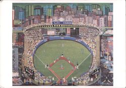 Night Game—Yankee Stadium, 1981 by Ralph Fasanella Postcard