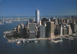 Downtown Manhattan with the Twin Towers Postcard