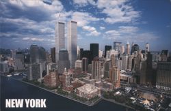 New York, Lower Manhattan Skyline with Twin Towers Postcard
