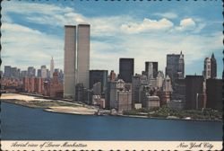 Aerial View of Lower Manhattan with World Trade Center Postcard
