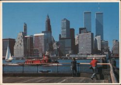 Lower Manhattan Skyline from Brooklyn, World Trade Center Postcard