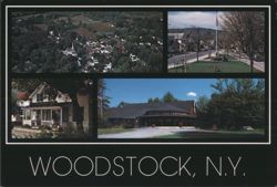 Woodstock: Aerial, General Store, Village Green, Playhouse Postcard