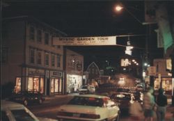 Mystic Garden Tour, Night View of Baptist Hill, Mystic, CT Postcard