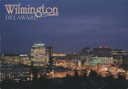 Wilmington, Delaware Skyline at Night Postcard