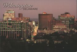 Wilmington, Delaware Skyline at Dusk Postcard