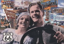 Fun Times on Route 66! Couple Driving Postcard