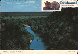 Oklahoma 'Land of the Redman', Winding River & State Welcome Postcard
