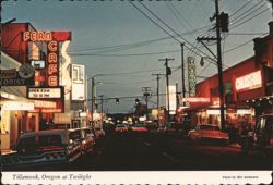 Tillamook, Oregon at Twilight Postcard