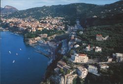 Sorrento, Aerial View of Coastline and Town Postcard