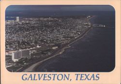 Aerial View of Galveston, Texas Coastline Postcard