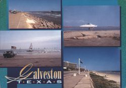Galveston, Texas - Seawall Boulevard and Sandy Shores Postcard