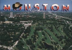 Houston with Cowboy Hat, Skyline and Golf Course Postcard
