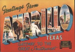 Greetings From Amarillo, Texas - Gateway to the Great Southwest Postcard