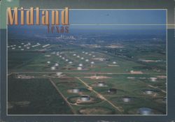 Midland, Texas Oil Fields and Cityscape Postcard