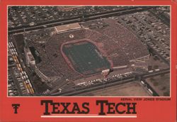 Aerial View Jones Stadium, Texas Tech Postcard