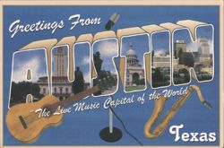 Greetings From Austin, Texas - The Live Music Capital of the World Postcard