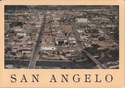 Aerial View of Downtown San Angelo and North Concho River Postcard