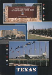Lackland Air Force Base, East Main Gate & Aircraft Display Postcard