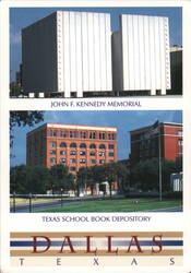 John F. Kennedy Memorial & Texas School Book Depository, Dallas Postcard