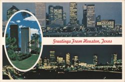 Greetings From Houston, Texas - Skyline Views Postcard