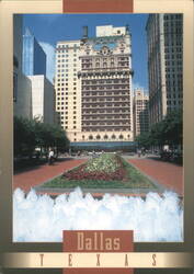Adolphus Hotel, Fountains & Flower Beds, Dallas Postcard