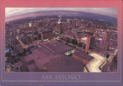 San Antonio Skyline at Dusk, Fisheye View Postcard
