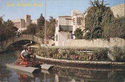 San Antonio River, Couple on Paddle Boat Postcard