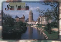 San Antonio Riverwalk and Skyline Postcard