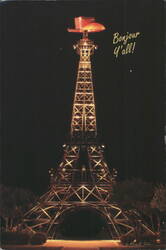 Paris, Texas Eiffel Tower with Red Cowboy Hat, Bonjour y'all! Postcard
