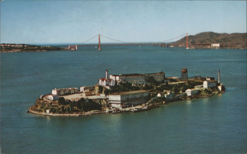 Alcatraz Island, 'The Rock', Golden Gate Bridge San Francisco California