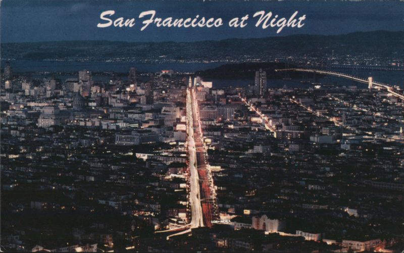 San Francisco at Night from Twin Peaks California Cal-Pictures