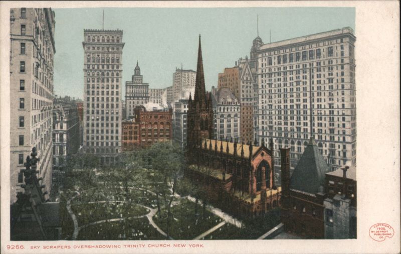 Skyscrapers Overshadowing Trinity Church, New York