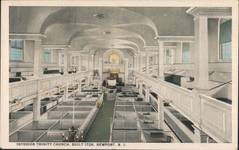 Interior Trinity Church, Built 1726, Newport, R. I. Rhode Island