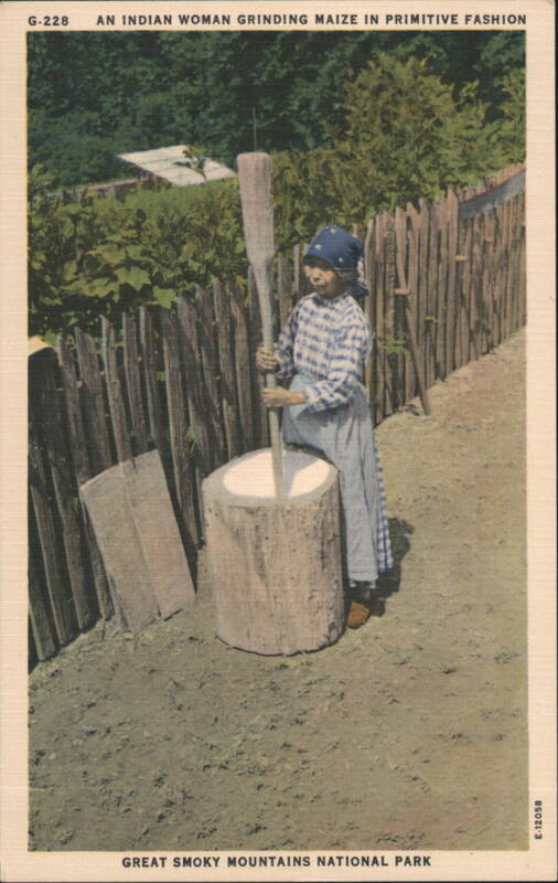 An Indian Woman Grinding Maize in Primitive Fashion