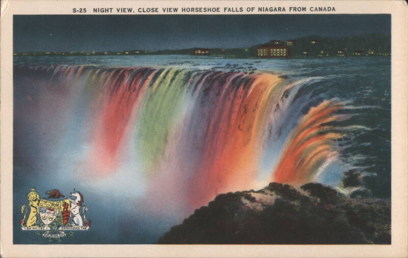 Night View, Horseshoe Falls of Niagara From Canada Niagara Falls ON