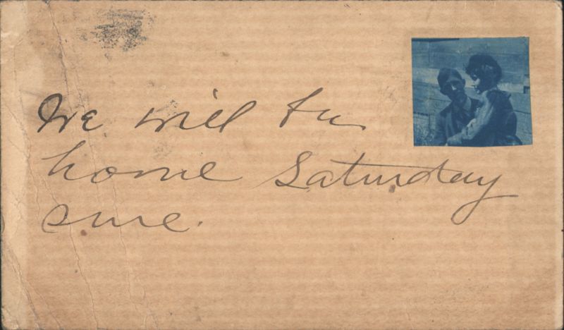 Couple with Note We will be home Saturday sure, 1906 Schenectady New York