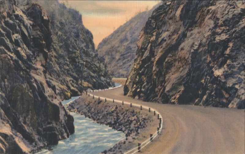 Picturesque Cliffs and Highway in Thompson Canon Estes Park Colorado